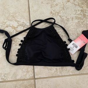 NWT Penti adjustable black halter bikini top